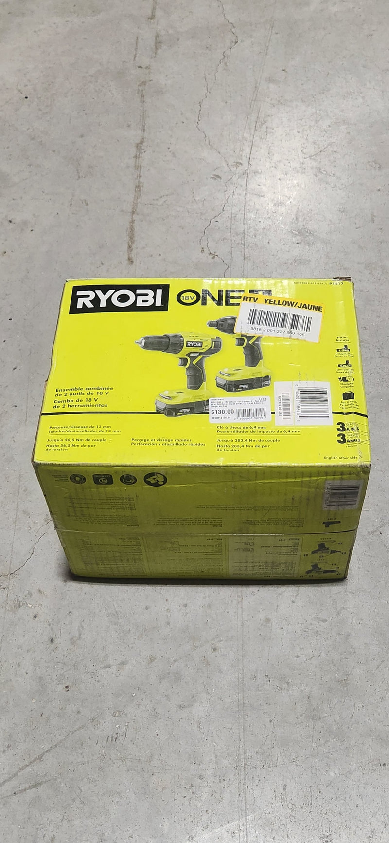 RYOBI ONE+ 18V Lithium-Ion Cordless 2-Tool Combo Kit w/ Drill/Driver, Impact Driver, (2) 1.5 Ah Batteries, Charger and Bag