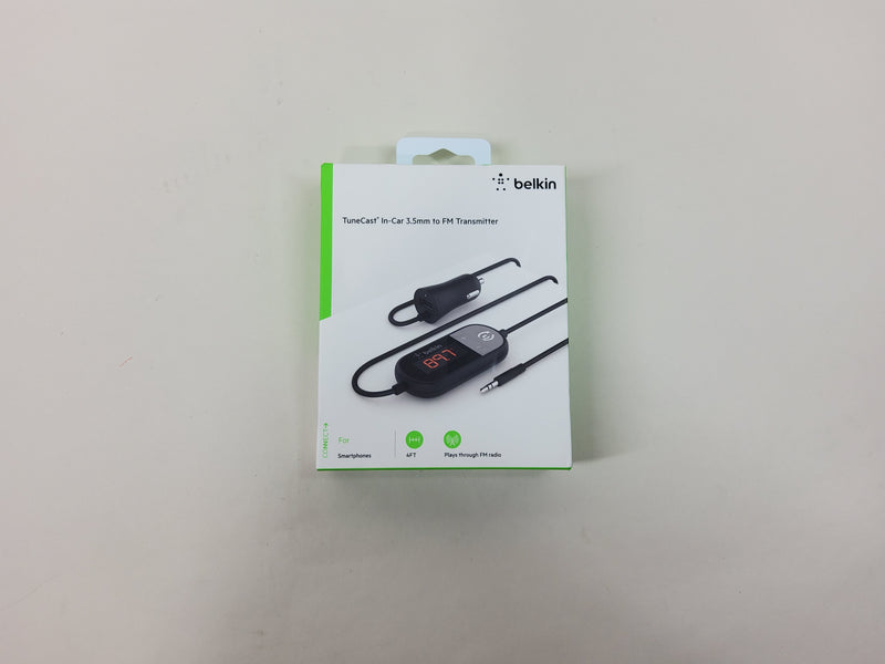 Belkin 1-port USB-A TuneCast In-Car 3.5mm Aux Audio to FM Transmitter - Black