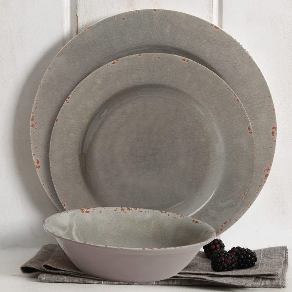 Gibson 114336.12 Muana Melamine Dinnerware, Grey - 12 Piece