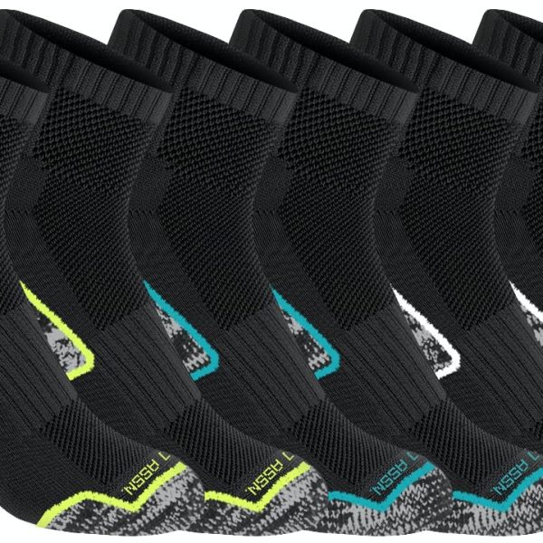 U.S. Polo Assn. 6 Pair Men's QUARTER Length Athletic Performance Socks - Ultra-Soft Moisture Control Running & Breathable Socks - Shoe Size 6-12, BLK 6338